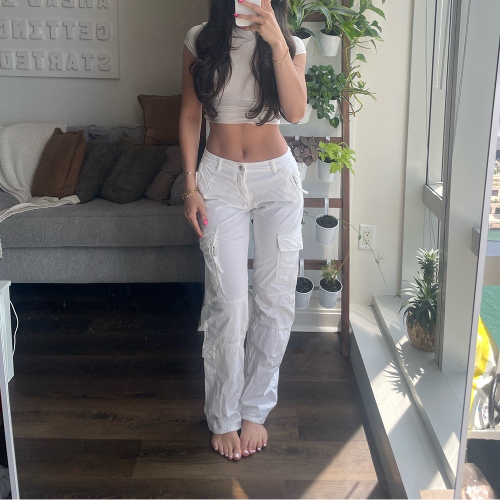 Zara White Cargo Trousers